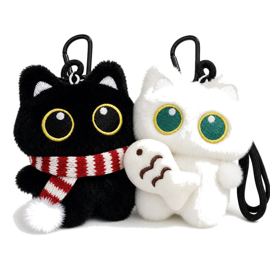 Cat Duo Keyrings — on white